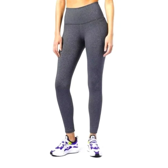 Reebok leggings M heather gray foam pocket yoga pants joggers workout Gym tights - Picture 3 of 8